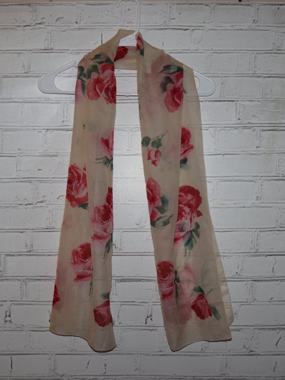🌹✨ Rose Floral Sheer Scarf · 14" x 60"